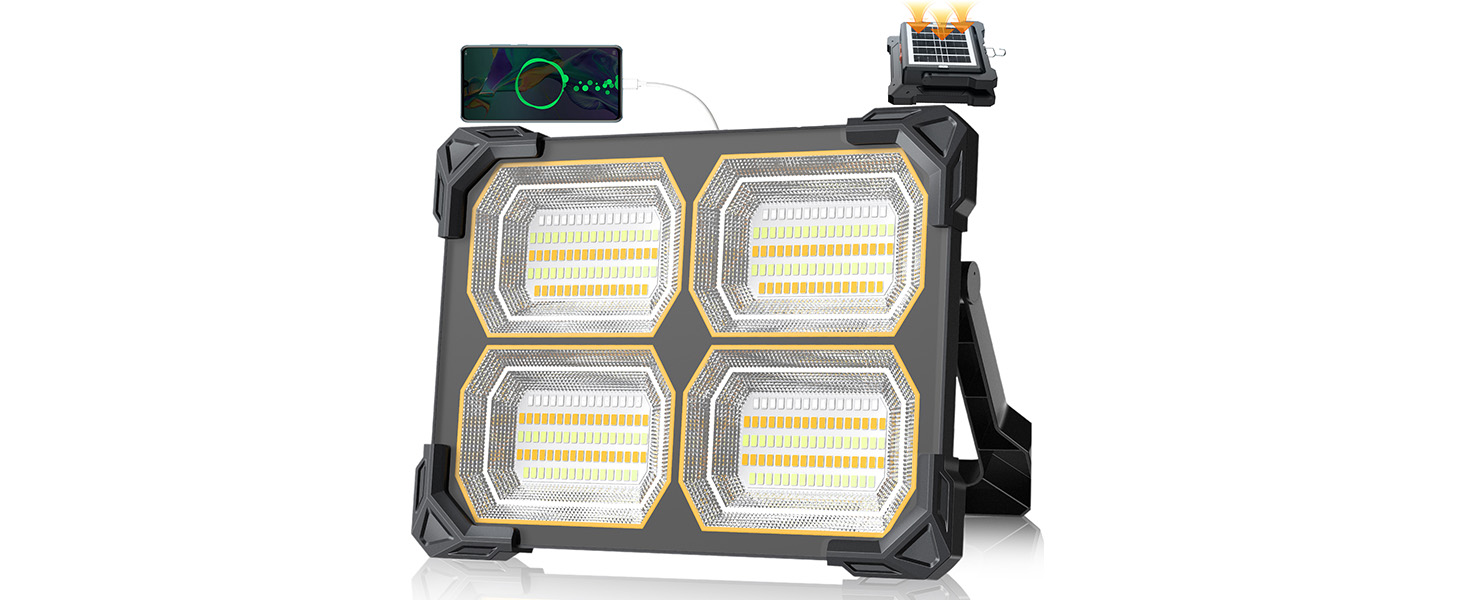 ちぇりー　EL-HV42300 6台セット照明本体 5000K 500W Led Work Light Rechargeable,42000MAh Solar Portable Light